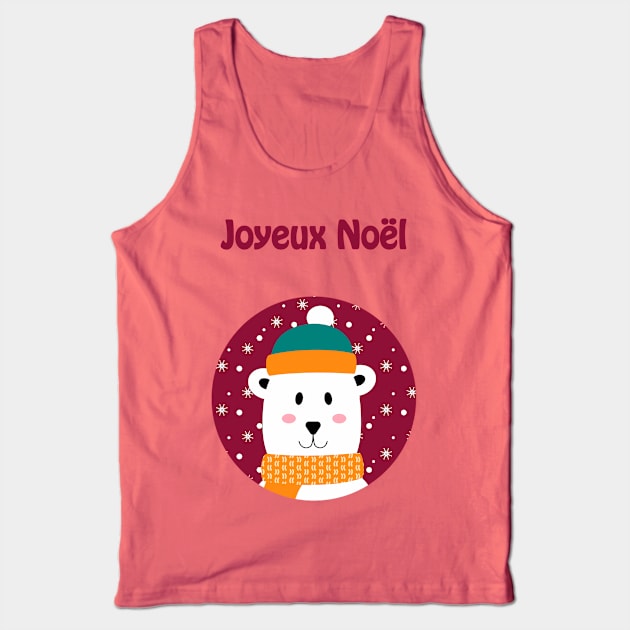 Joyeux Noel - Merry Christmas polar bear wishes (French) Tank Top by punderful_day